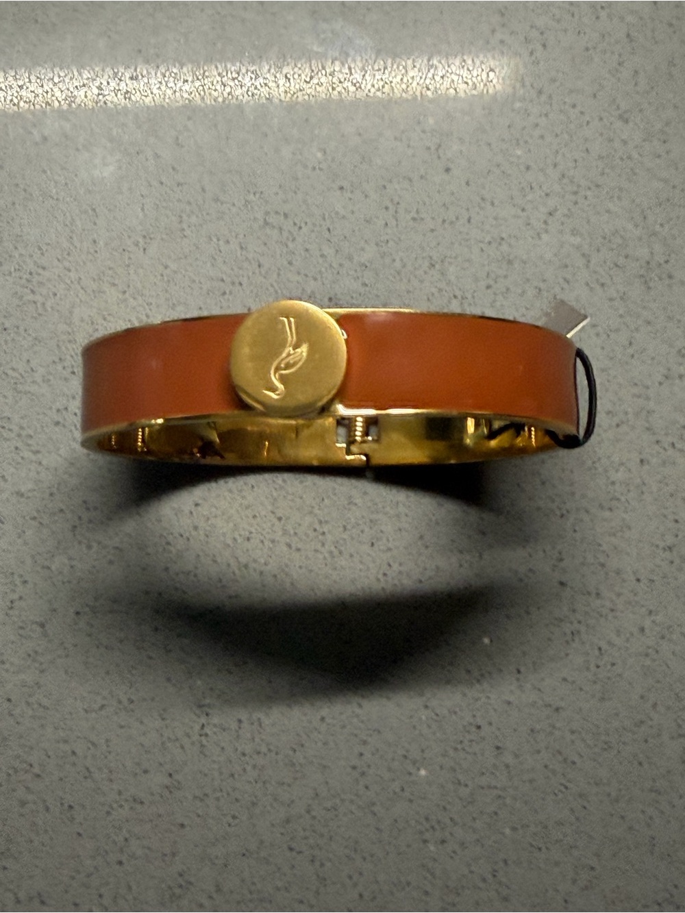Talidara Leather Accent Bangle Bracelet in Cognac Brown with Gold Tone Accent